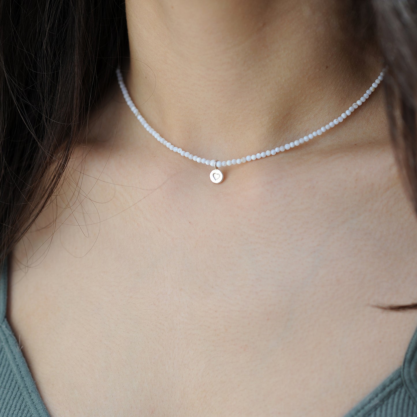 Mother of Pearl Heart Necklace