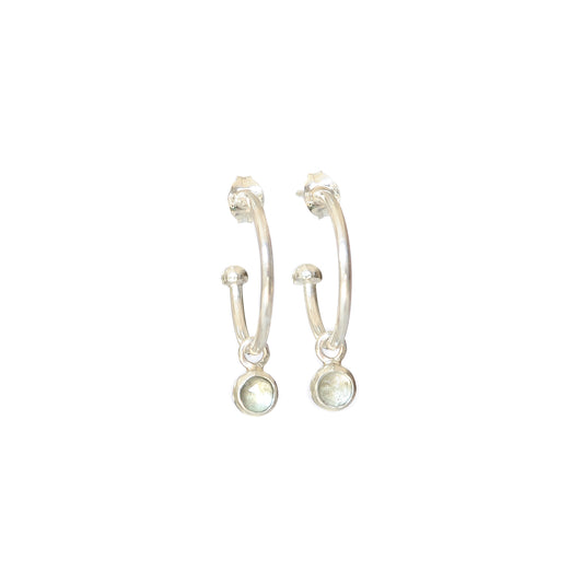 Faceted Aquamarine Hoops