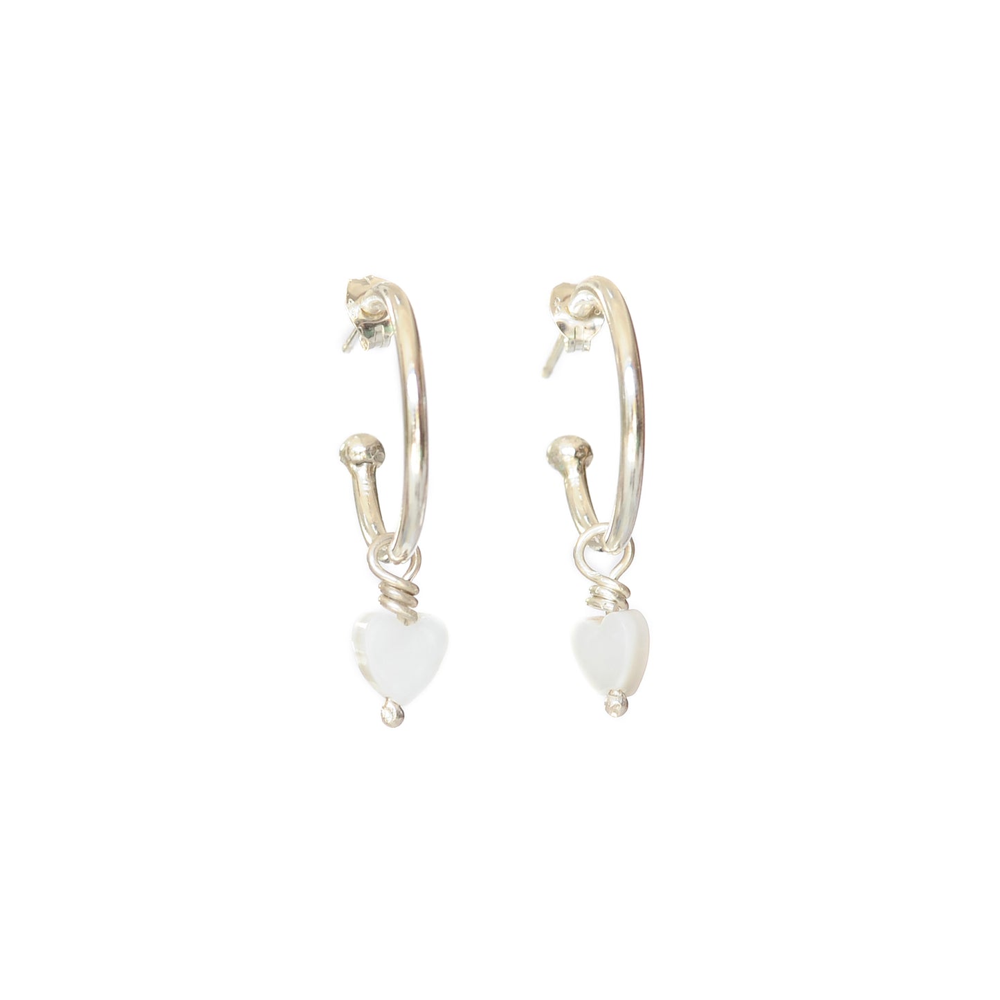 Mother of Pearl Heart Hoops