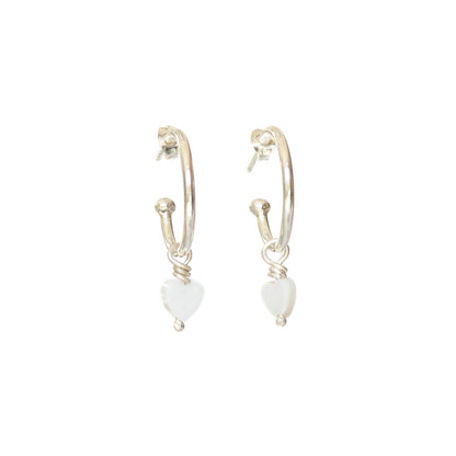 Mother of Pearl Heart Hoops