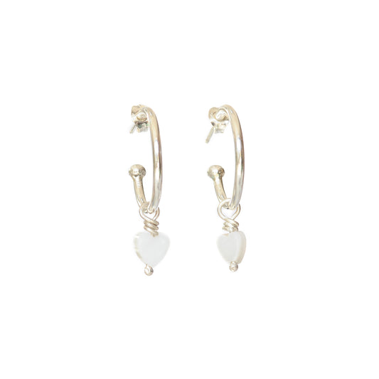 Mother of Pearl Heart Hoops