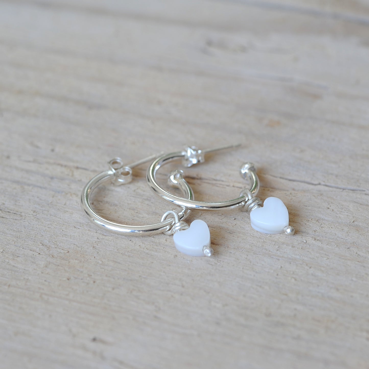 Mother of Pearl Heart Hoops