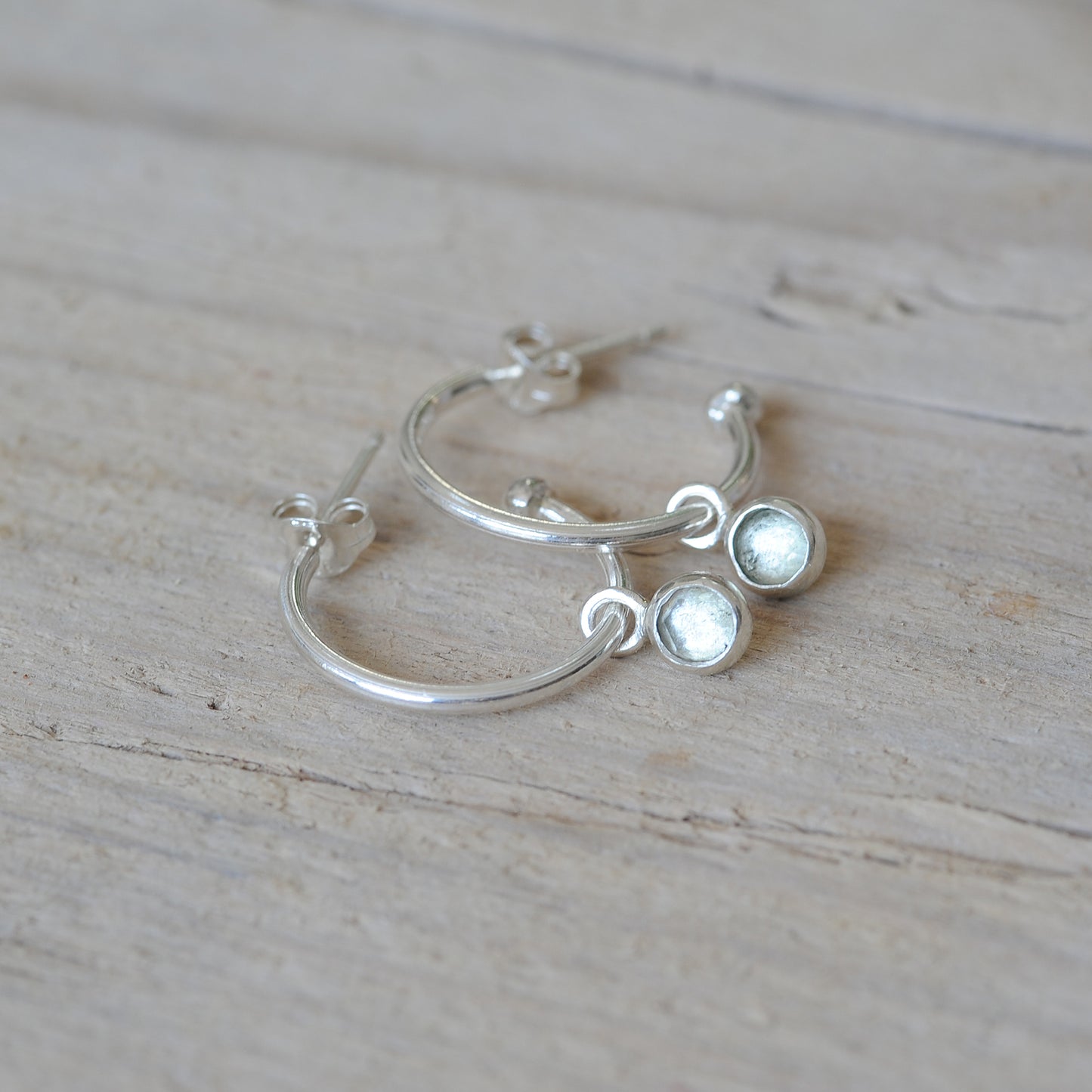 Faceted Aquamarine Hoops