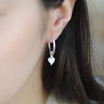 Mother of Pearl Heart Hoops