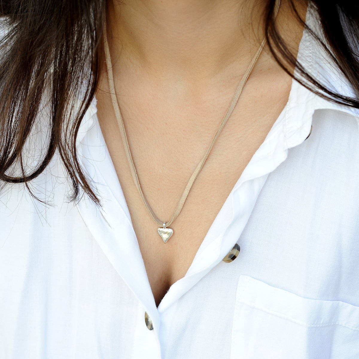 Large Heart Suede Cord Necklace