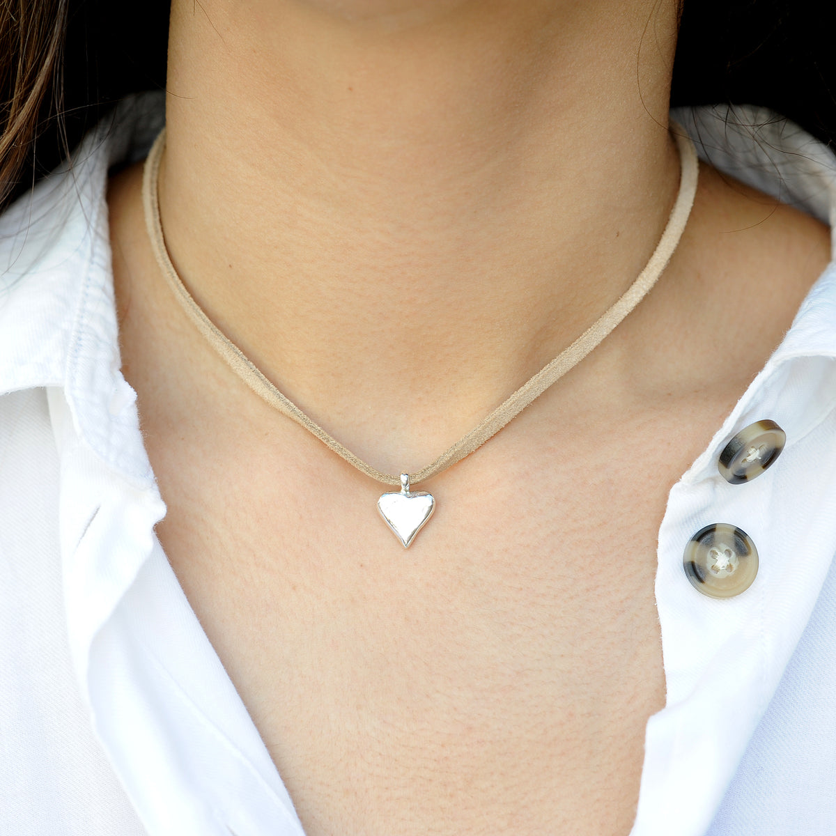 Large Heart Suede Cord Necklace