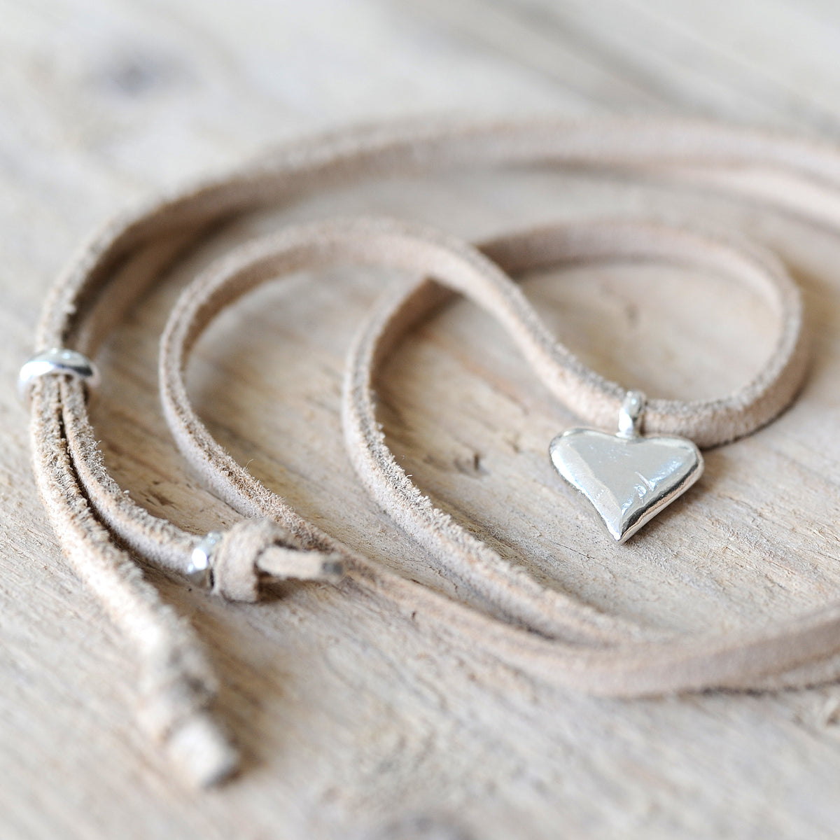 Large Heart Suede Cord Necklace