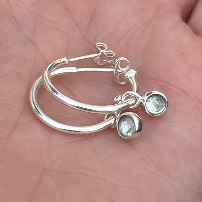 Faceted Aquamarine Hoops