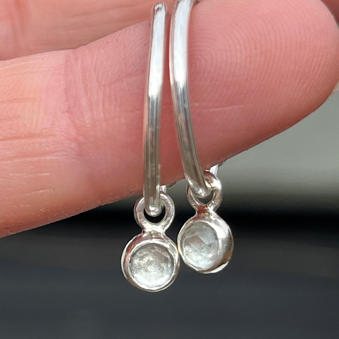 Faceted Aquamarine Hoops